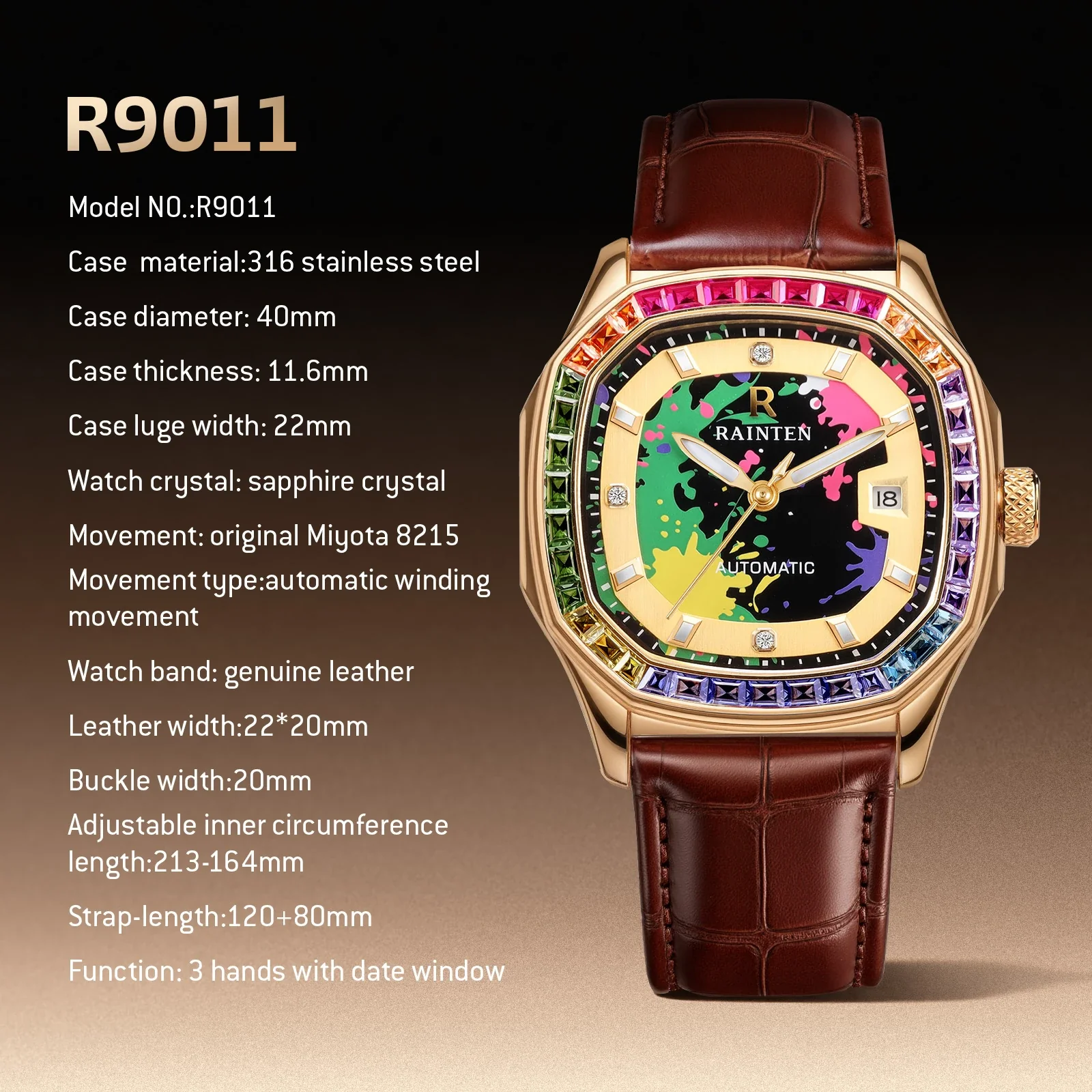 RAINTEN R9011 Men's Automatic Watch - Image 3