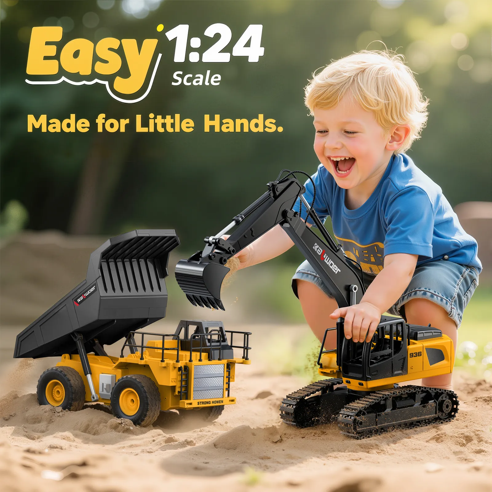 Ruko 1562 RC Excavator and Dump Truck Toy Set - Image 4