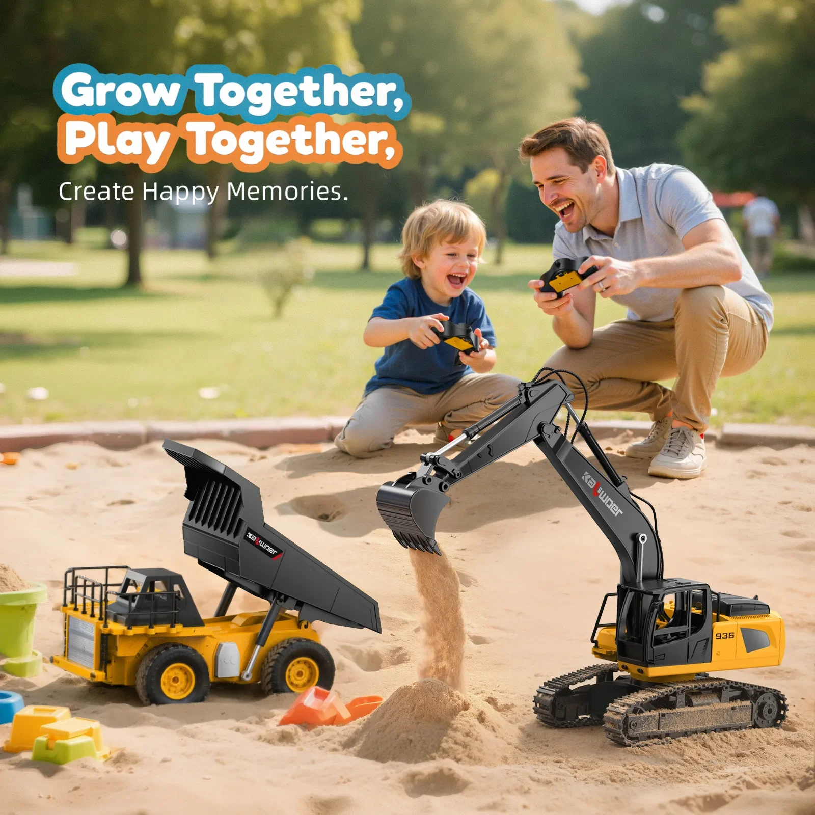 Ruko 1562 RC Excavator and Dump Truck Toy Set - Image 6